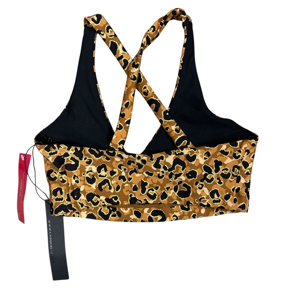 NWT Carbon38 Womens XXS Bra Top & High Waisted Legging Leopard Print Black Brown - Picture 3 of 9
